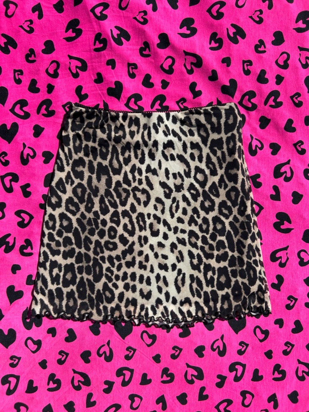 Forever 21 Leopard Print Mini Skirt - Black & Cream